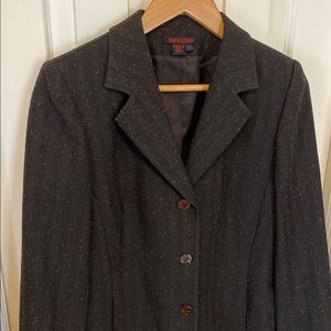 Simon Chang Wool Silk Corset Back Brown Blazer Designer Boho Business Casual